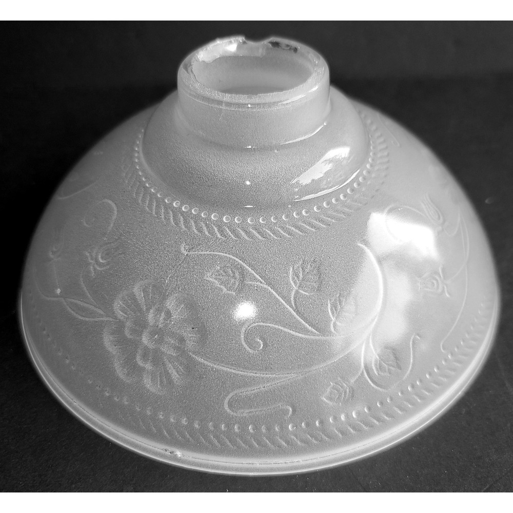 Vintage Frosted Glass Floral Embossed Lamp Shade Replacement Globe‎ 7.25 Inch